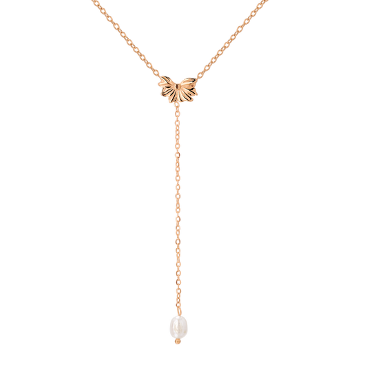 Petal Pearl Y-Necklace Roségold