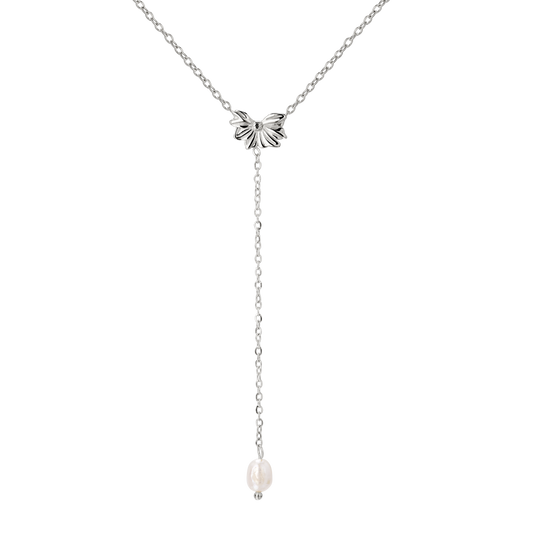 Petal Pearl Y-Necklace Silber