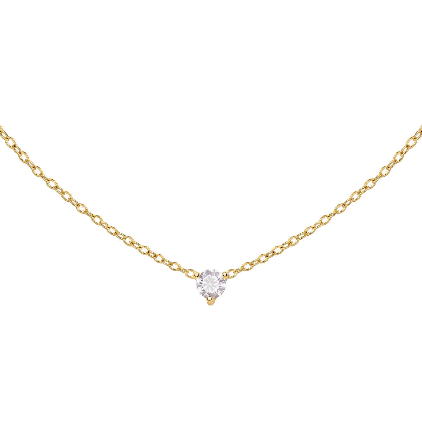 Solitaire Stone Choker Gold