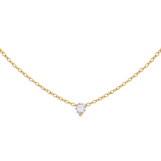 Solitaire Stone Choker Gold