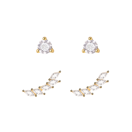 Sparkle Leaf Stud Bundle Gold