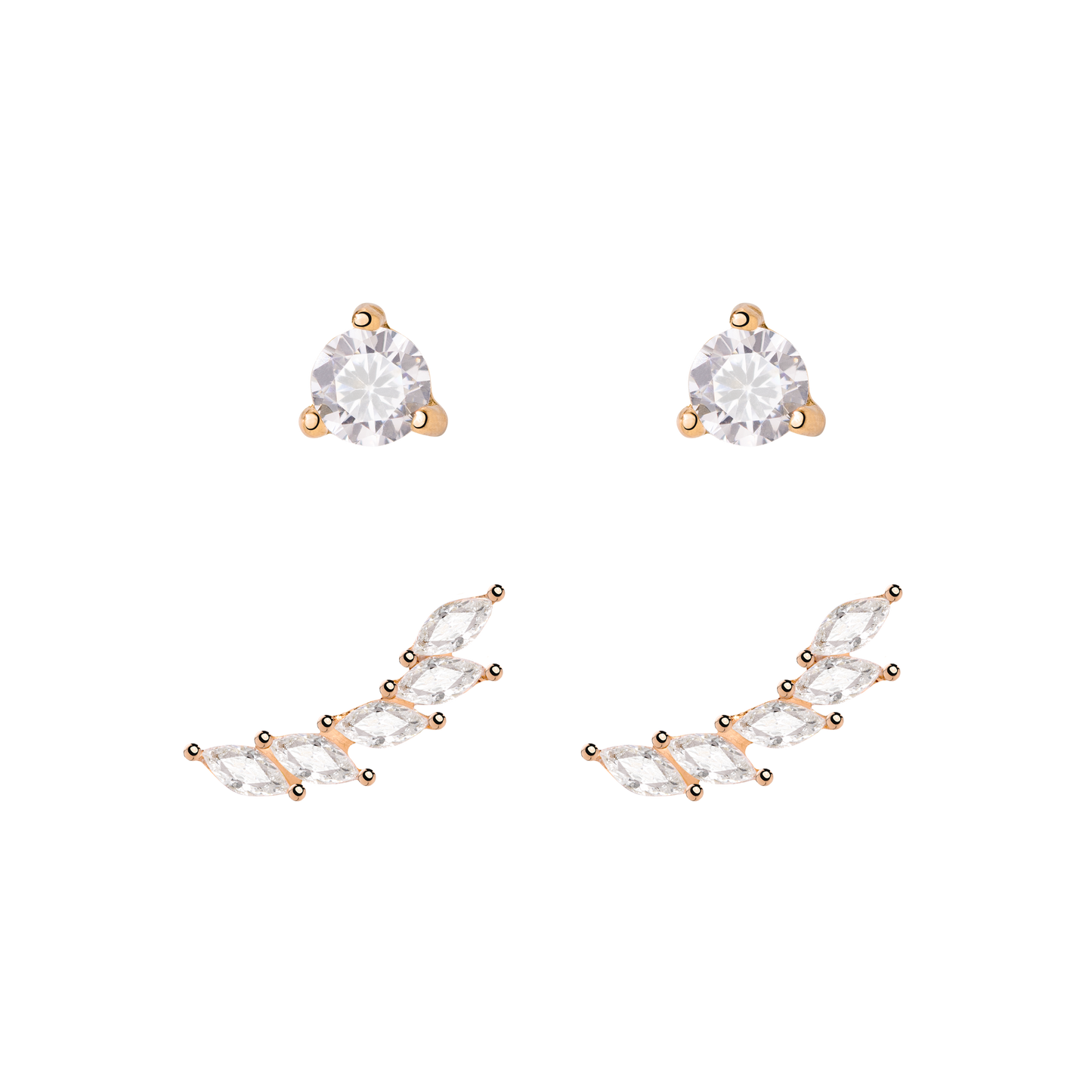 Sparkle Leaf Stud Bundle Roségold