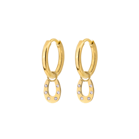 Blinged Horseshoe Hoop Set Small Gold