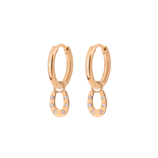 Blinged Horseshoe Hoop Set Small Roségold
