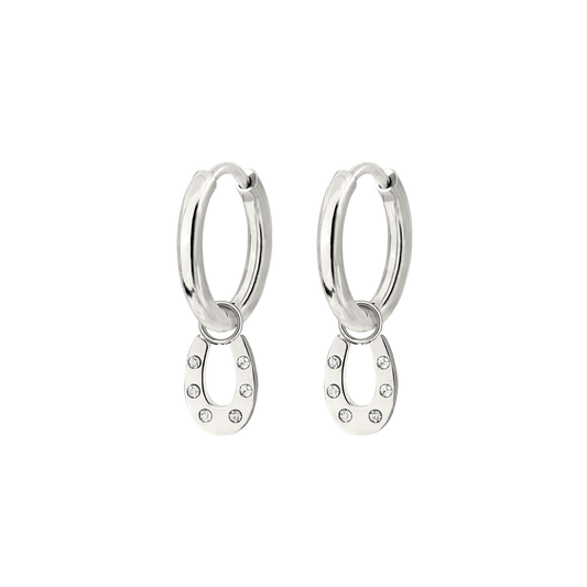 Blinged Horseshoe Hoop Set Small Silber