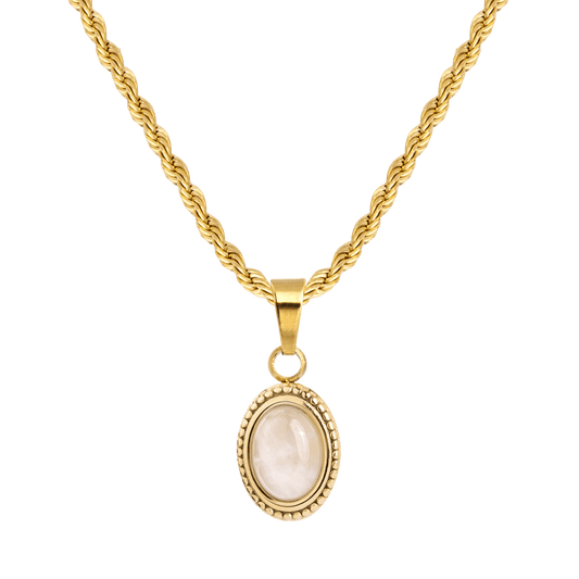 Blush Quartz Necklace Gold