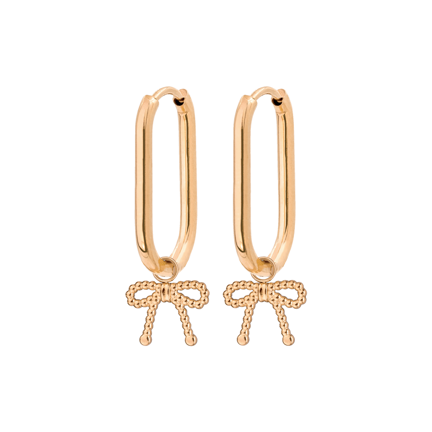Dotted Ribbon Oval Hoop Set Small Roségold