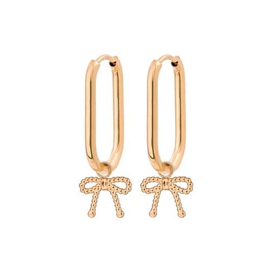 Dotted Ribbon Oval Hoop Set Small Roségold