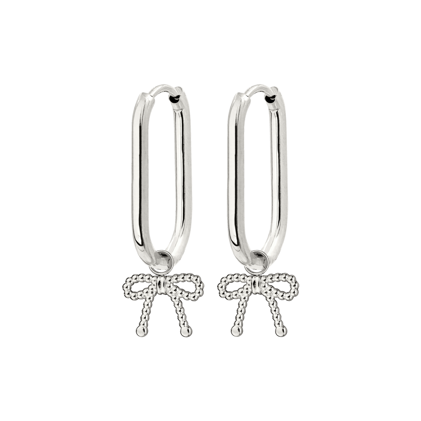 Dotted Ribbon Oval Hoop Set Small Silber