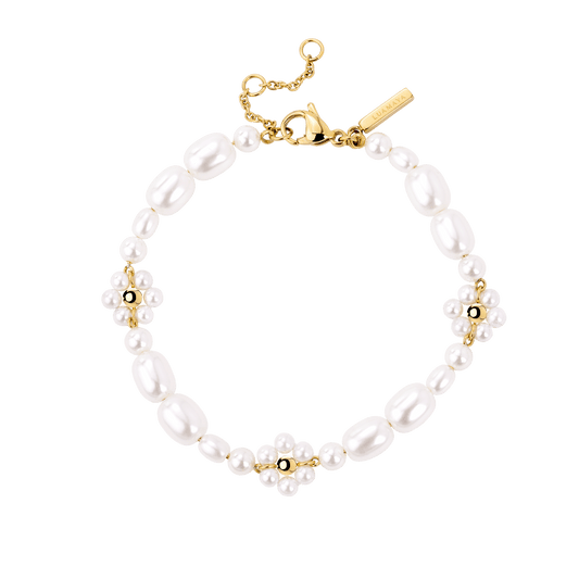 Flowery Pearls Bracelet Gold
