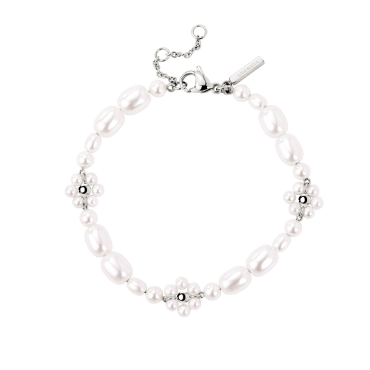Flowery Pearls Bracelet Silber