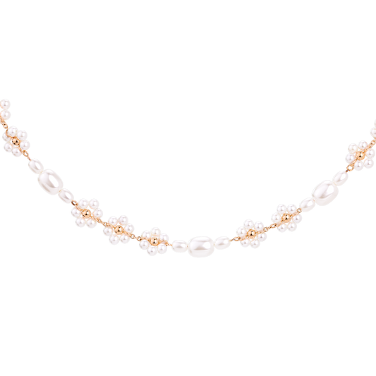 Flowery Pearls Choker Roségold