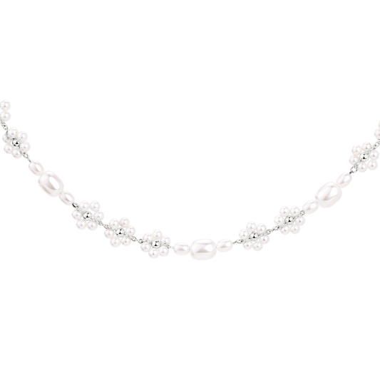 Flowery Pearls Choker Silber