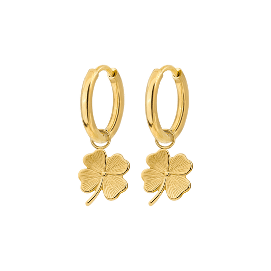 Lucky Clover Hoop Set Small Gold