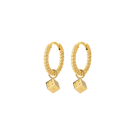 Lucky Dice Twisted Hoop Set Baby Gold