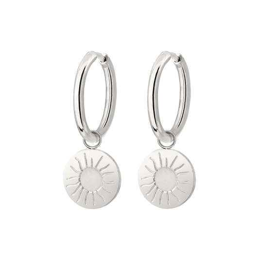 Rising Sun Hoop Set Medium Silber