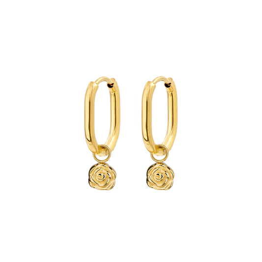 Rose Oval Hoop Set Baby Gold