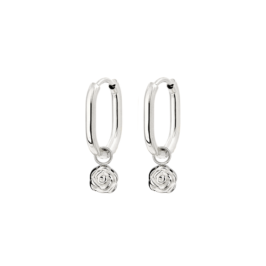 Rose Oval Hoop Set Baby Silber