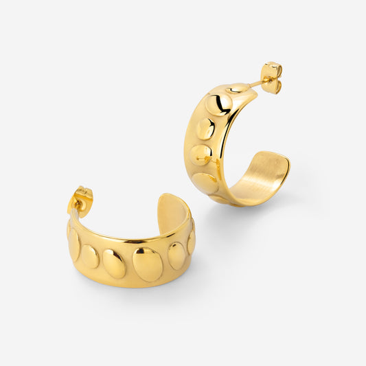 Boho Beads Hoop Studs Gold