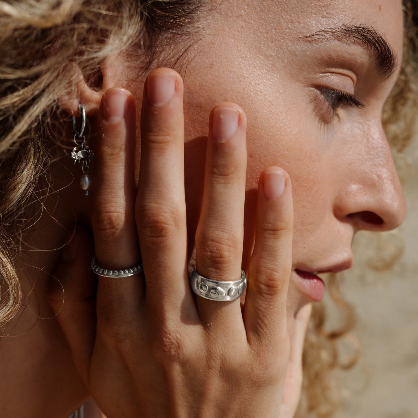 Boho Beads Ring Silber
