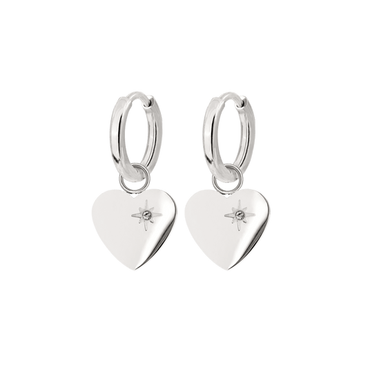 Sparkle Heart Hoop Set Baby Silber