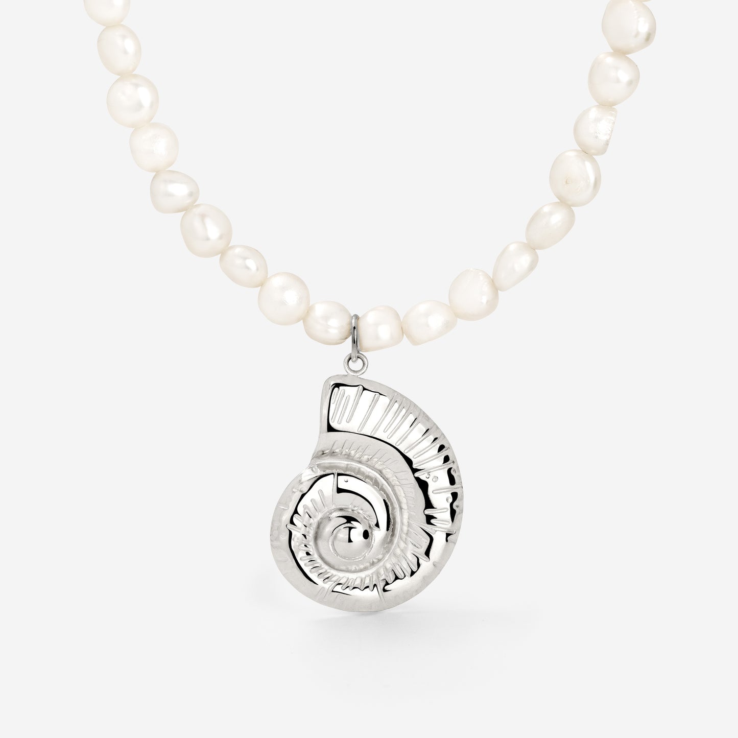 Ammonite Pearl Necklace Silber