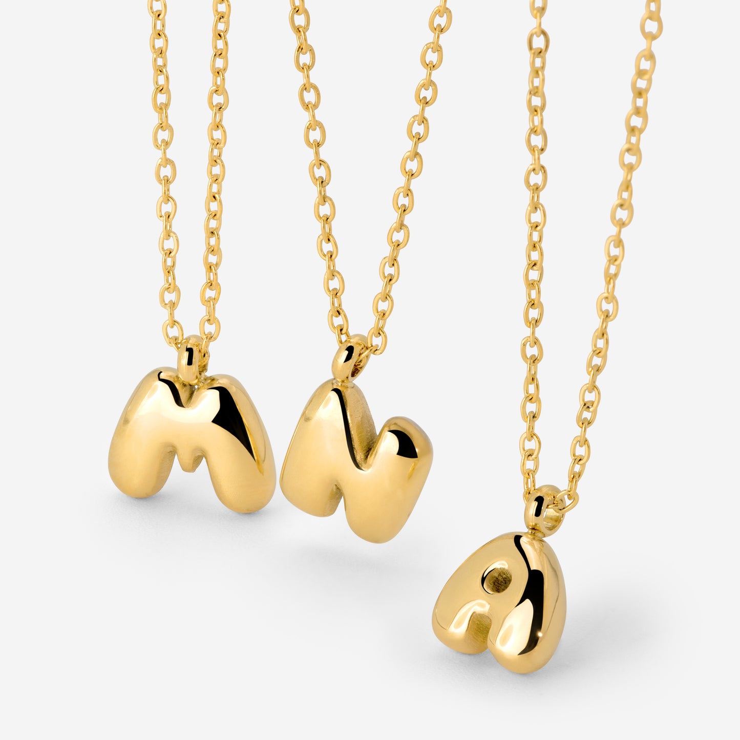 Bubble Letter Necklace Gold