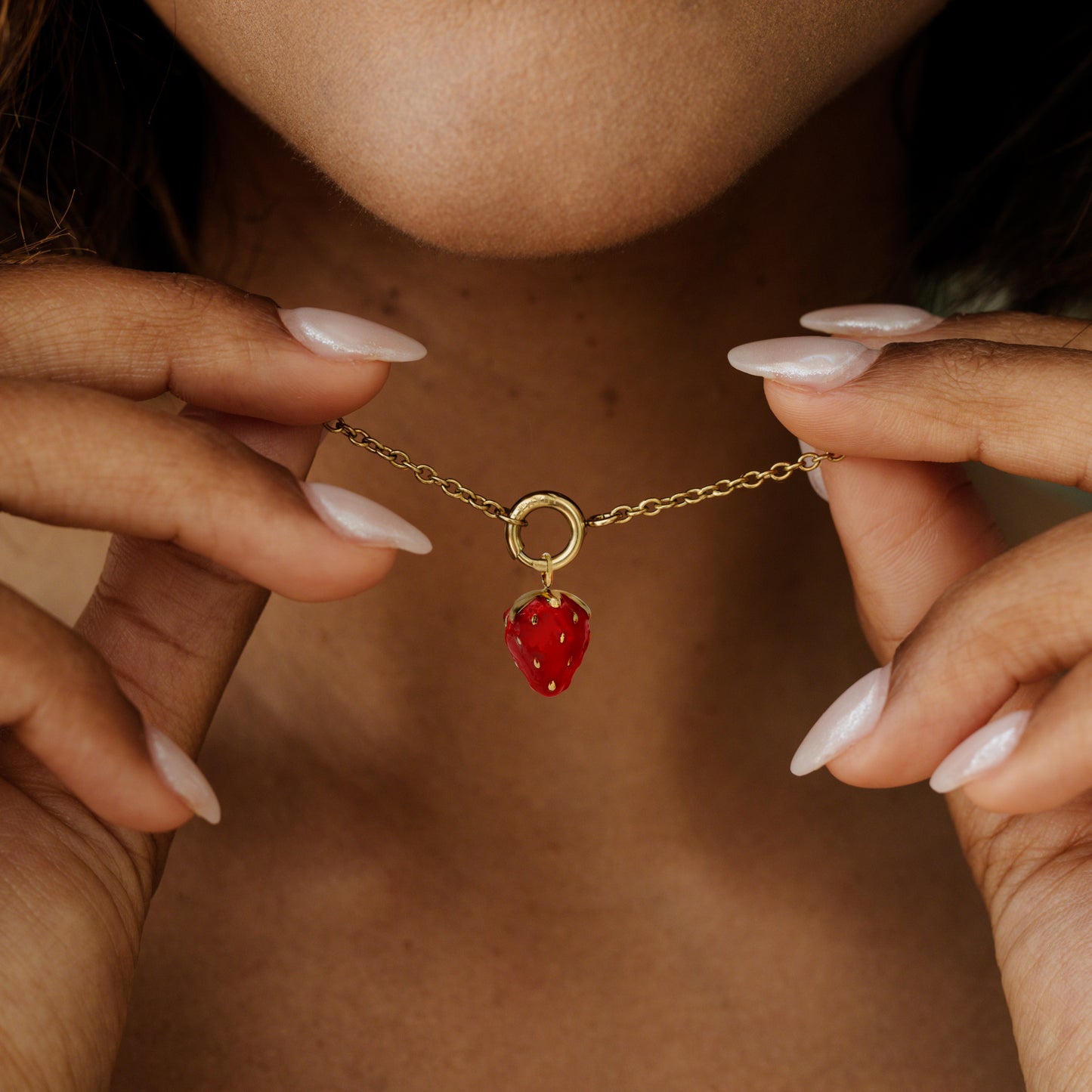 Strawberry Classic Chain Necklace Set Gold