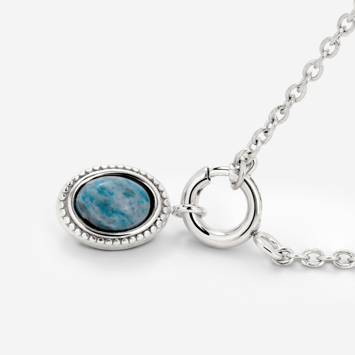 Ocean Agate Classic Chain Necklace Set Silber