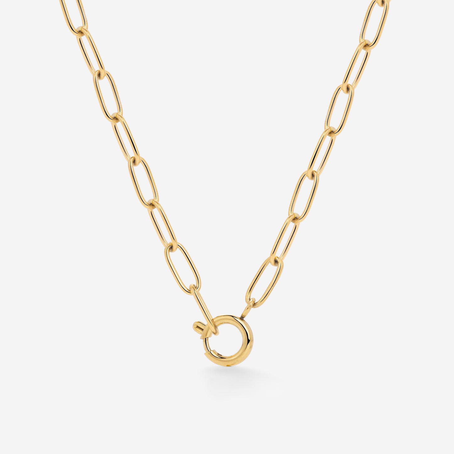 Oval Links Charm Necklace Gold