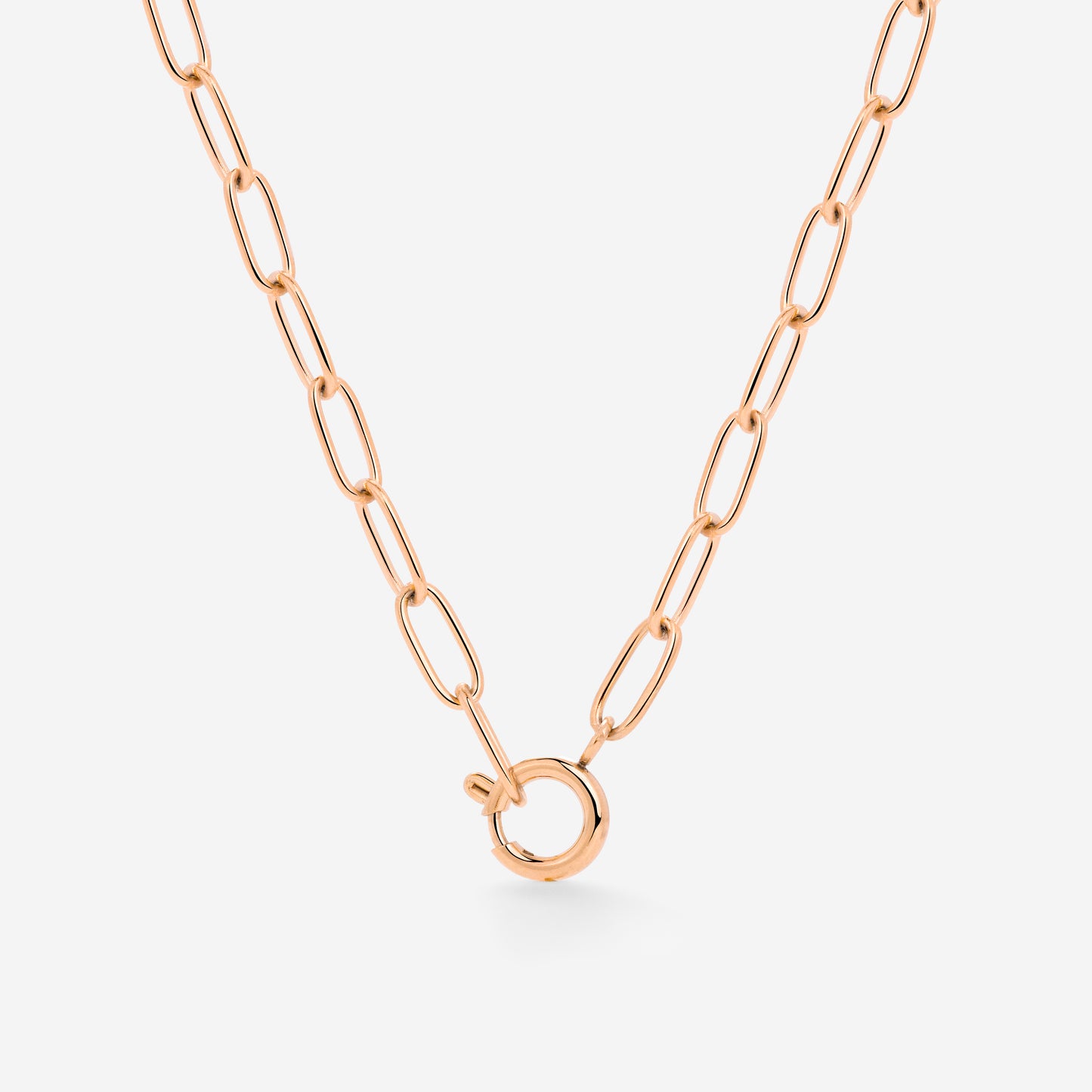 Oval Links Charm Necklace Roségold