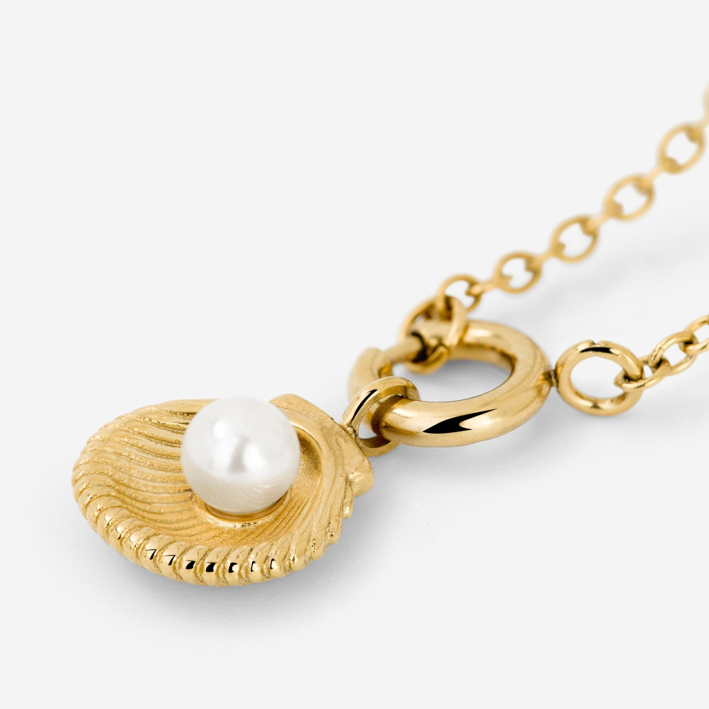 Pearly Shell Classic Chain Necklace Set Gold