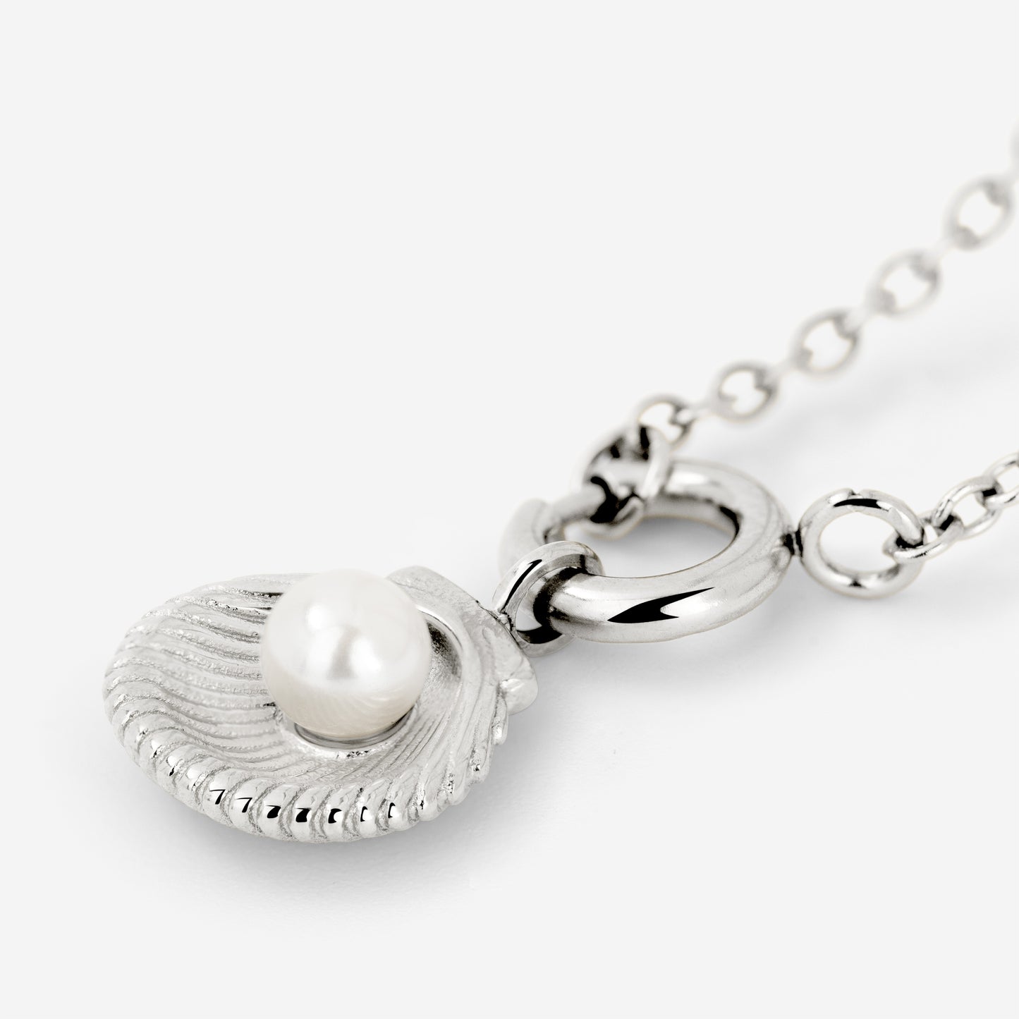Pearly Shell Classic Chain Necklace Set Silber