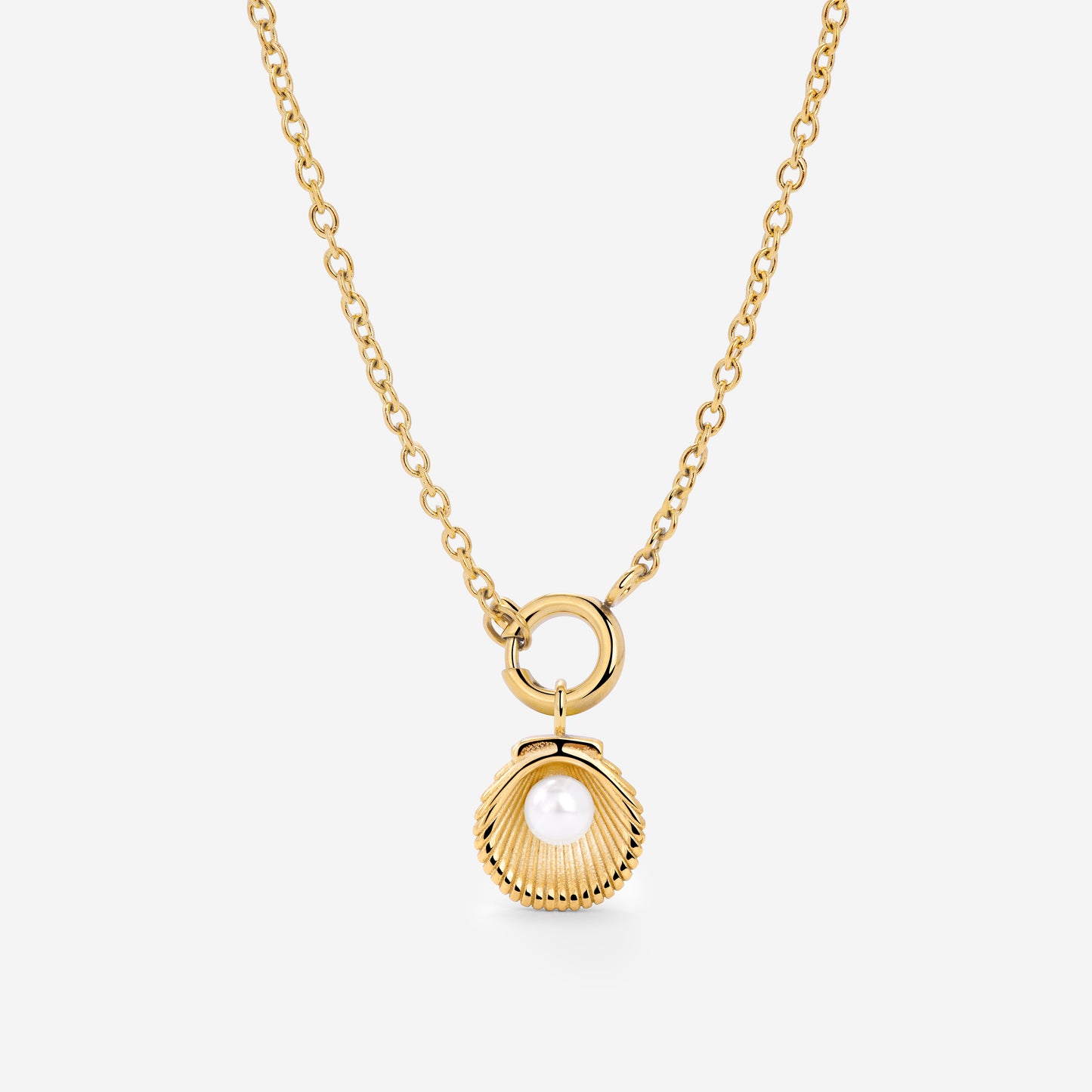 Pearly Shell Classic Chain Necklace Set Gold