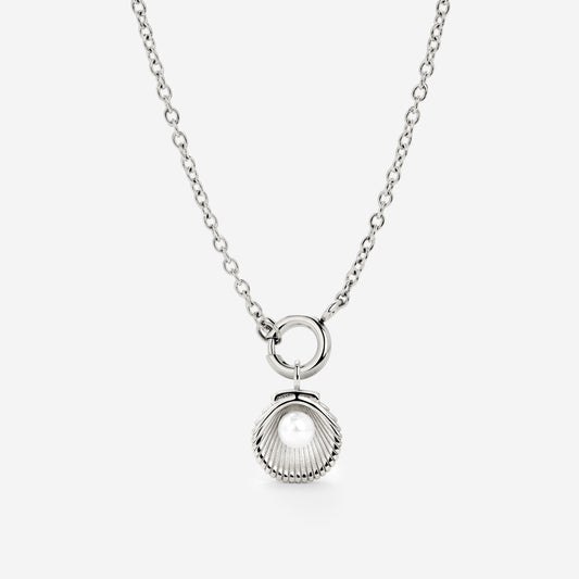 Pearly Shell Classic Chain Necklace Set Silber
