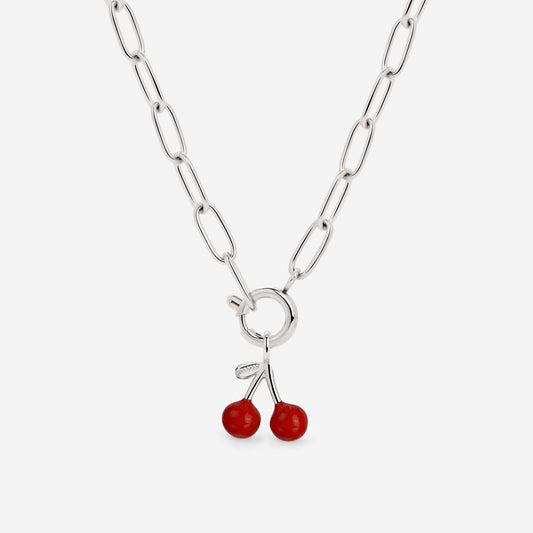Very Cherry Oval Links Necklace Set Silber