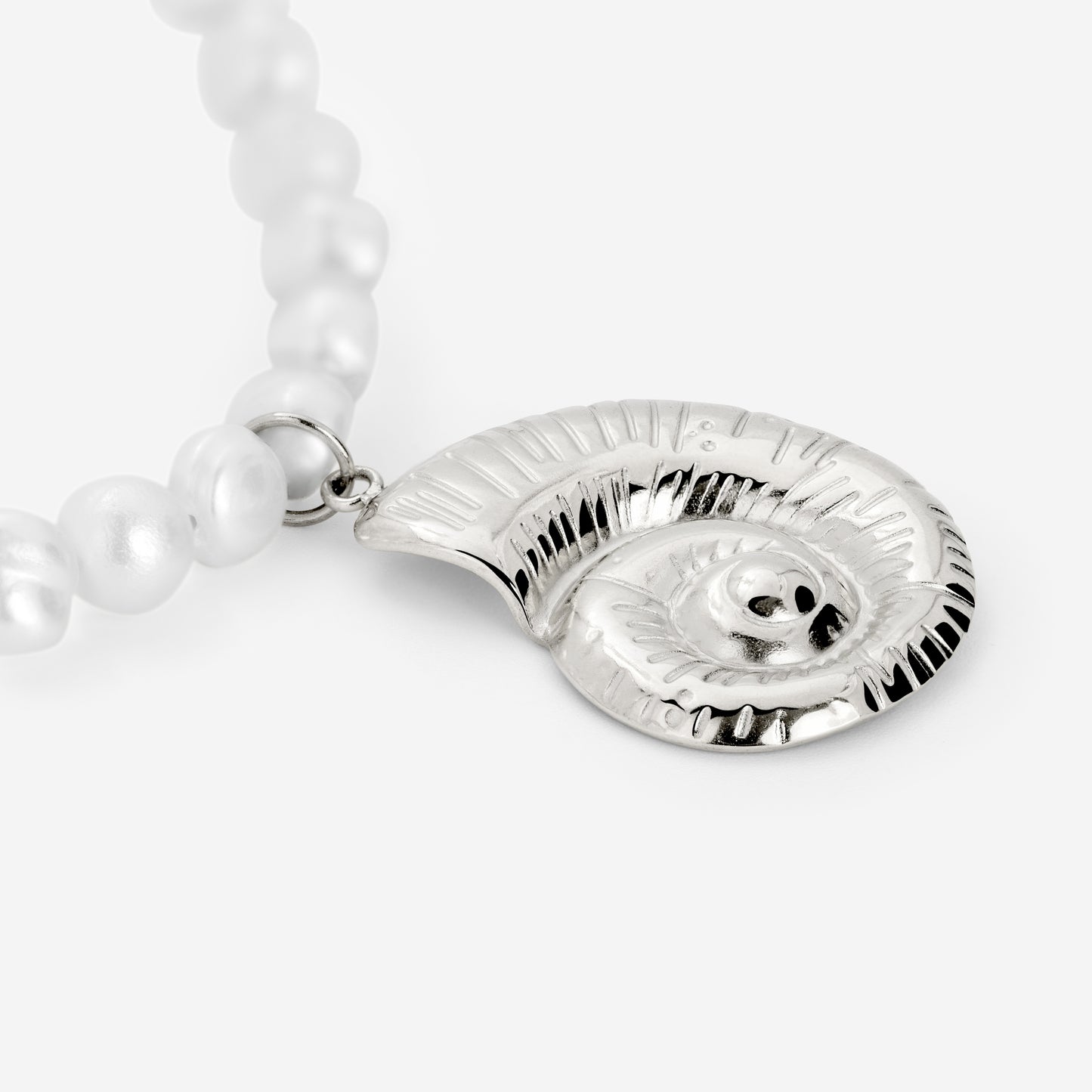 Ammonite Pearl Necklace Silber