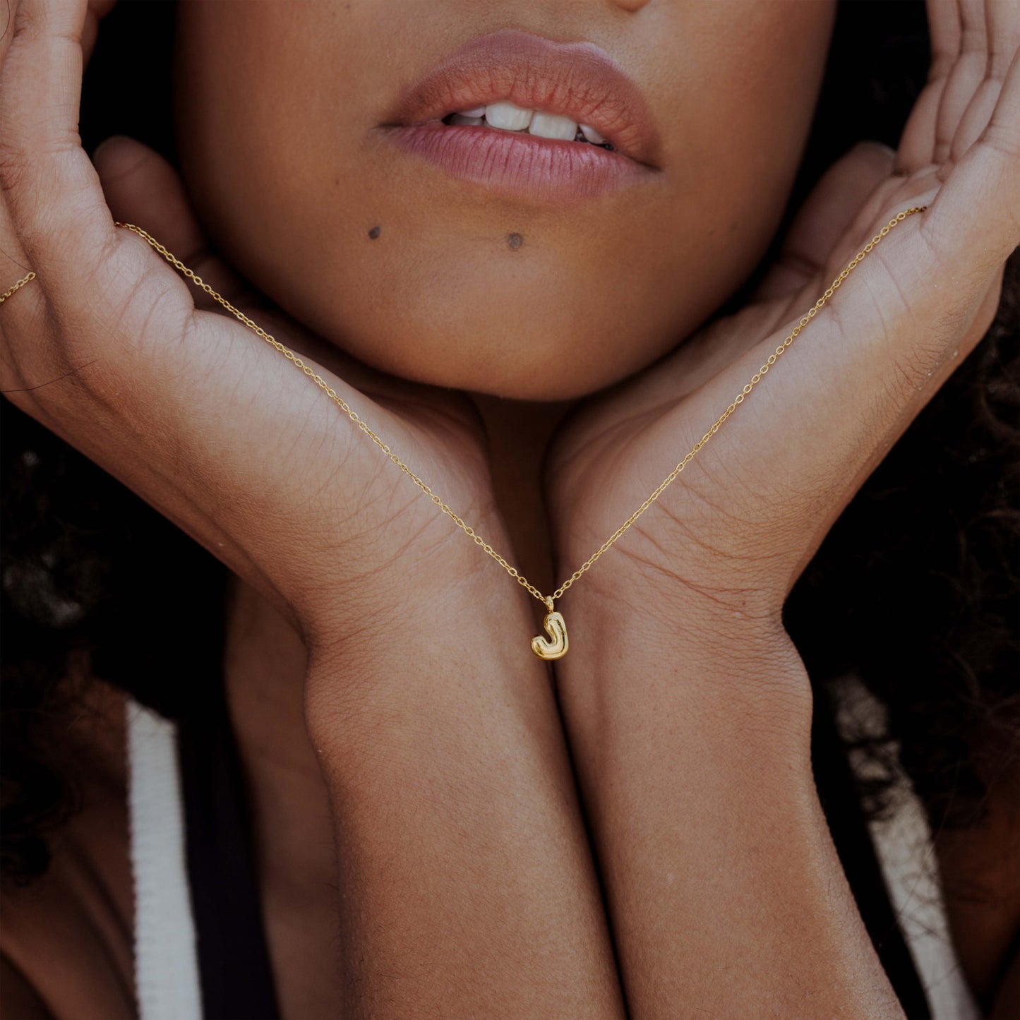 Bubble Letter Necklace Gold