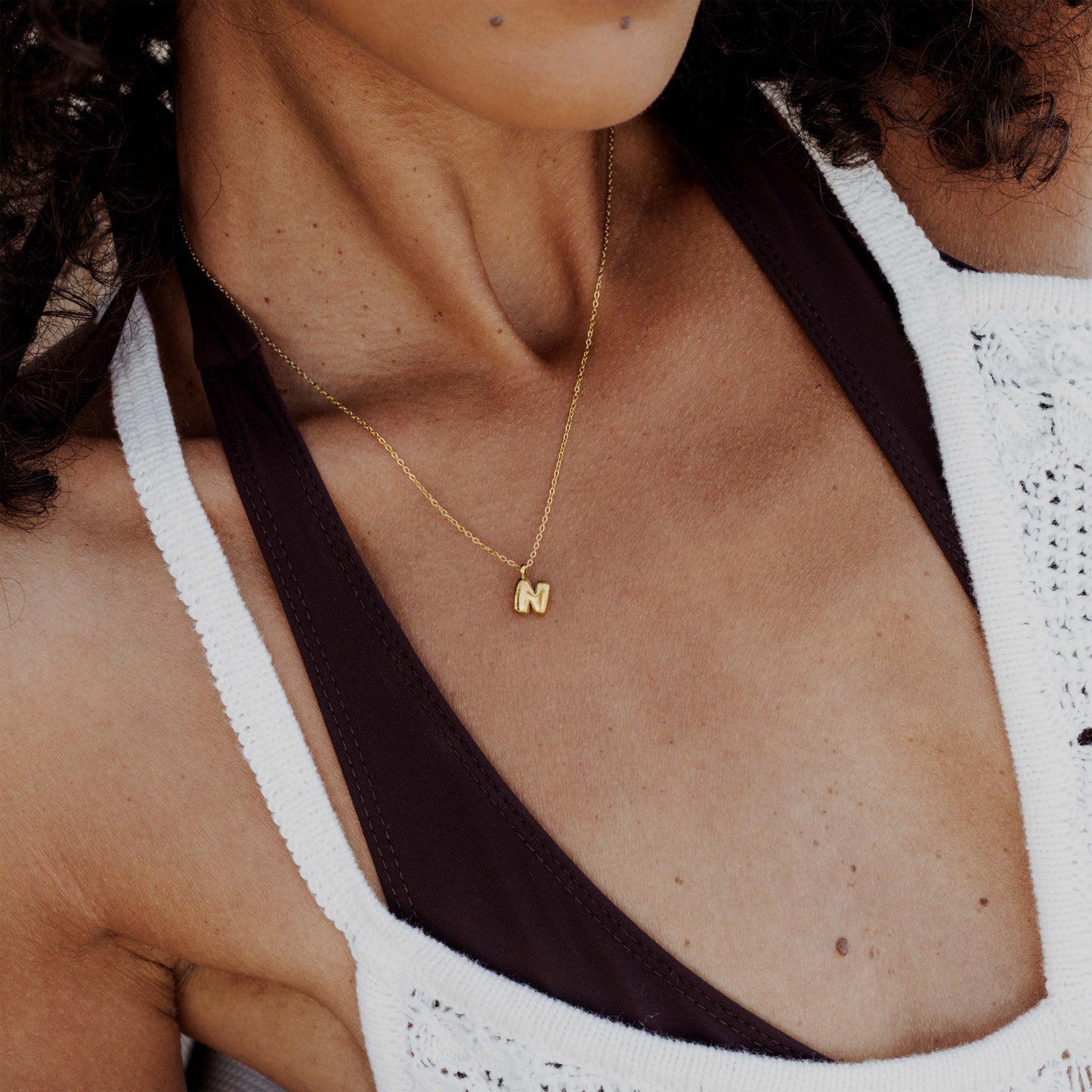 Bubble Letter Necklace Gold