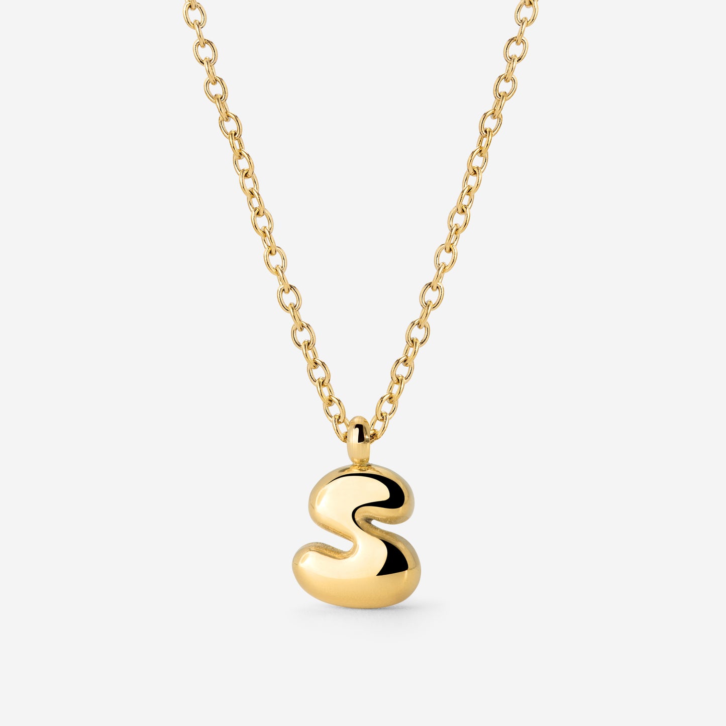 Bubble Letter Necklace Gold