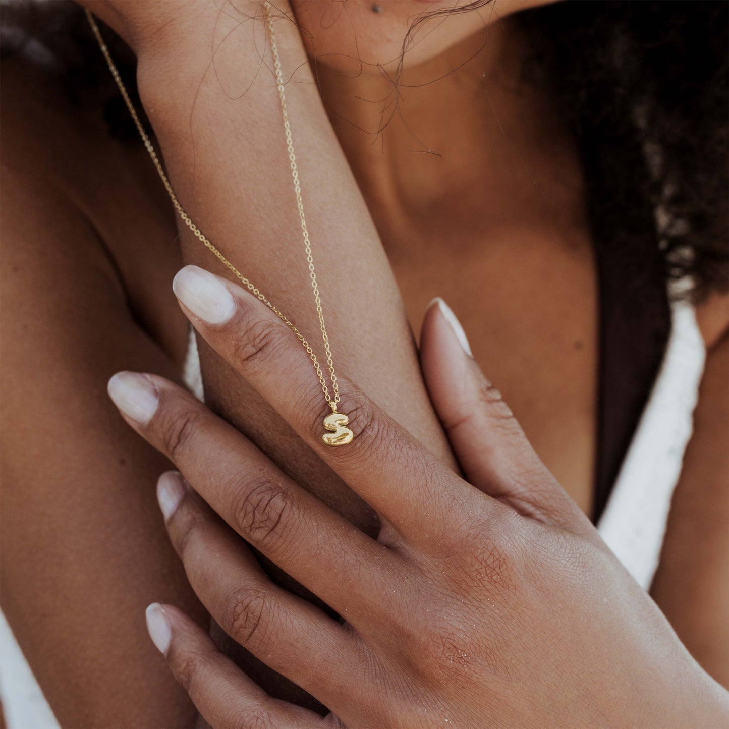 Bubble Letter Necklace Gold