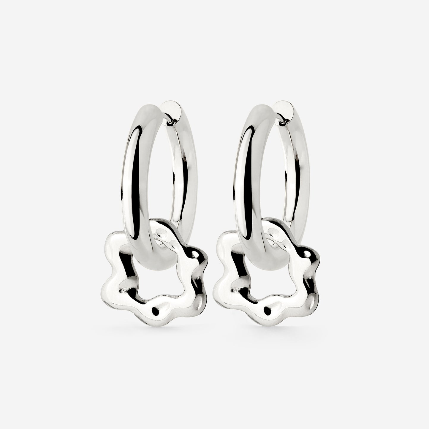 Chunky Melting Donut Hoop Set Medium Silber