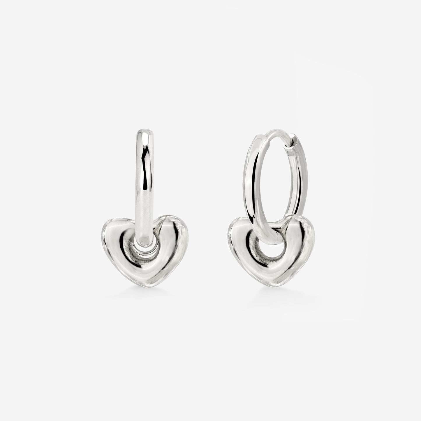 Phat Heart Hoop Set Small Silber