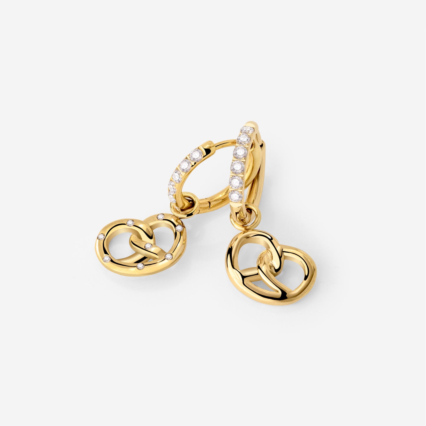 Bedazzled Pretzel Glimmer Hoop Set Small Gold