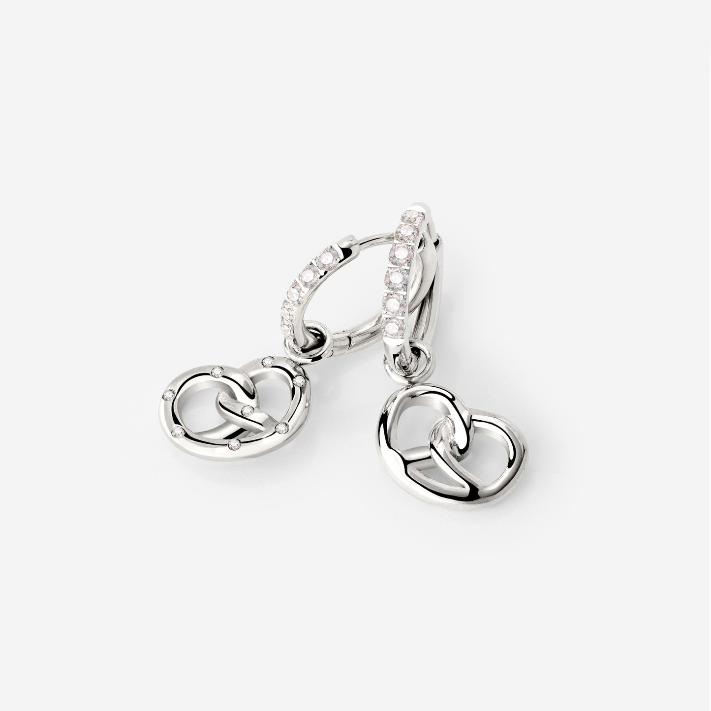 Bedazzled Pretzel Glimmer Hoop Set Small Silber