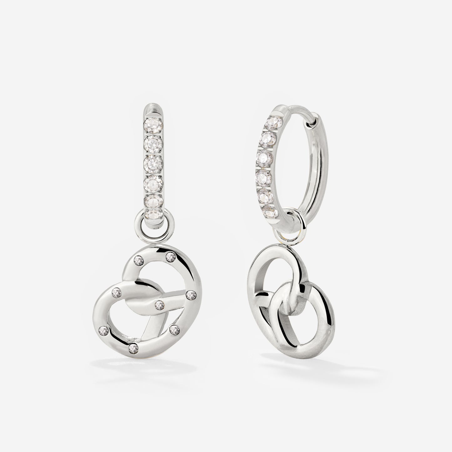 Bedazzled Pretzel Glimmer Hoop Set Small Silber
