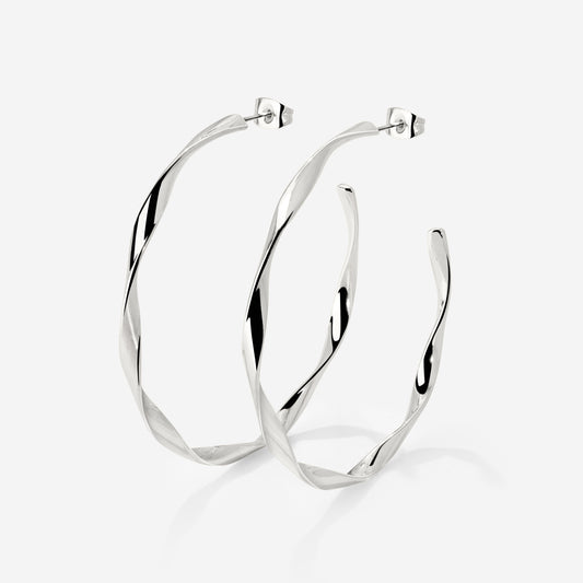 Sahira Hoop Studs Large Silber