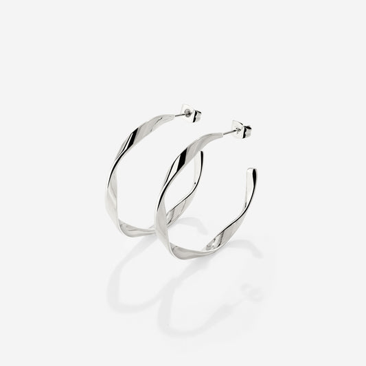 Sahira Hoop Studs Medium Silber