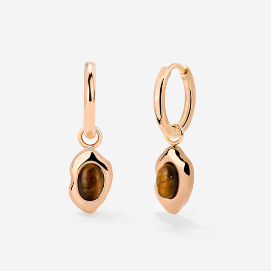 Tiger's Eye Hoop Set Small Roségold