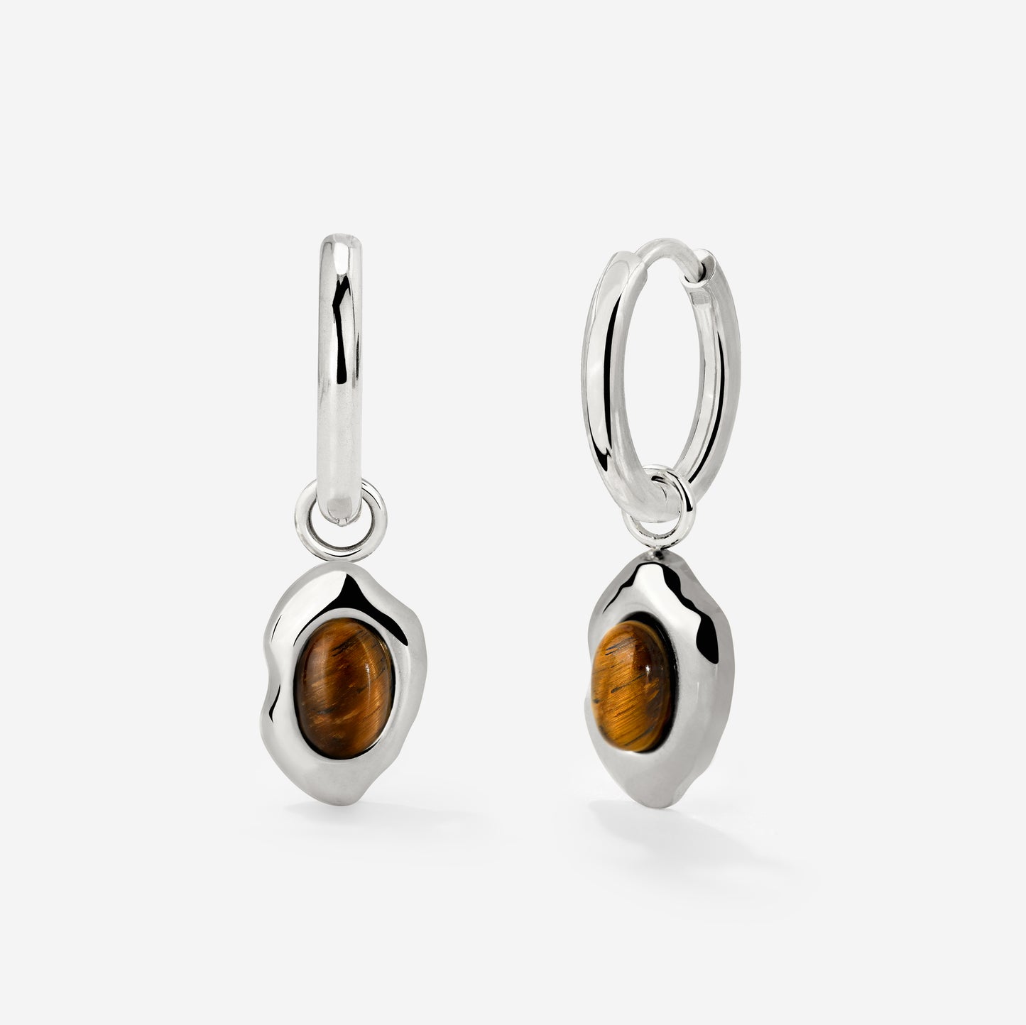 Tiger's Eye Hoop Set Small Silber
